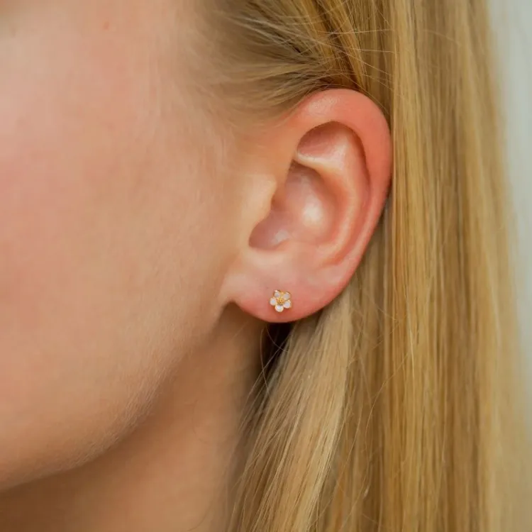 5 mm Marguerite lavendelfarbenem Ohrstecker in vergoldetem Silber - Majse