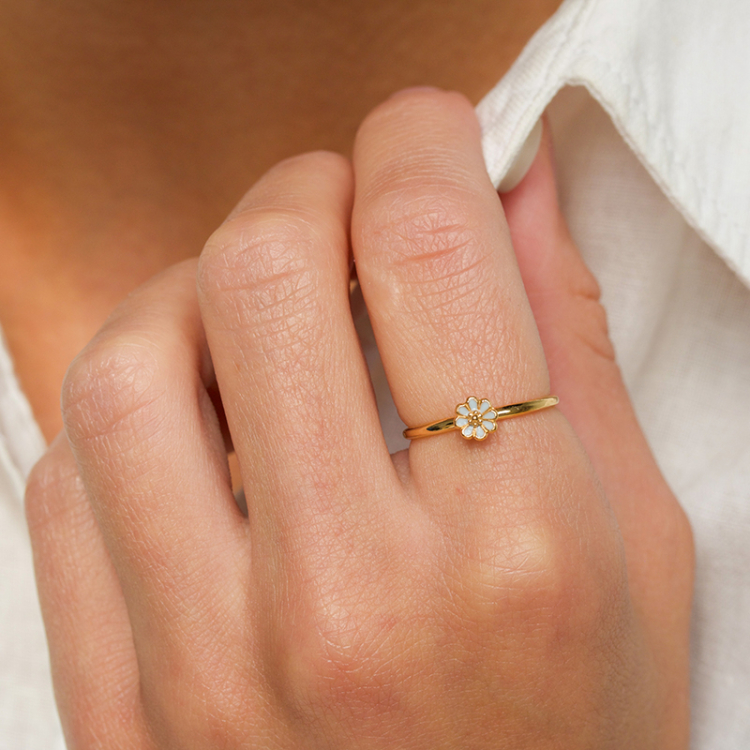 5 mm Marguerite blauem Ring aus vergoldetem Sterlingsilber - Maggie