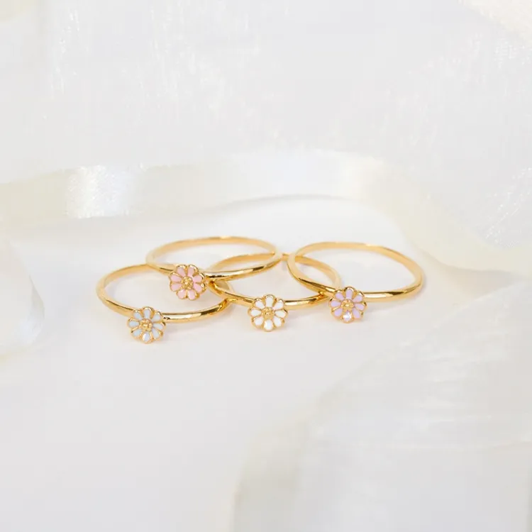 5 mm Marguerite blauem Ring aus vergoldetem Sterlingsilber - Maggie
