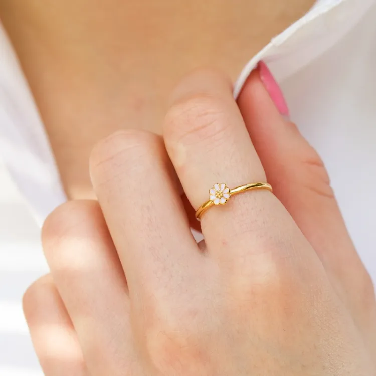 5 mm Marguerite violettem Ring aus vergoldetem Sterlingsilber - Maggie
