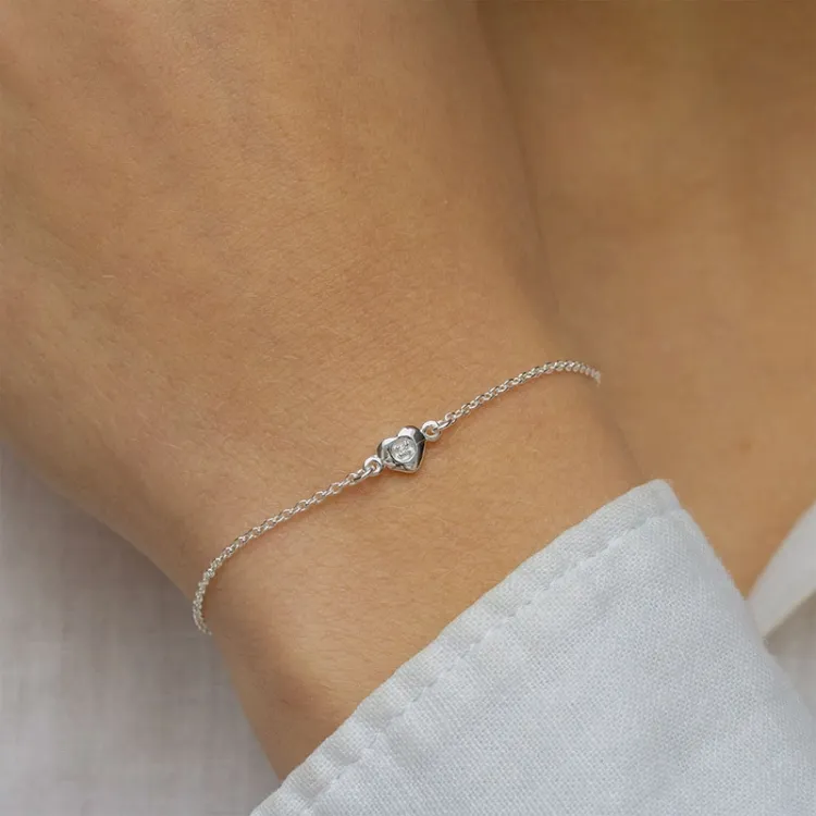 Herz Zirkon Armband aus Silber - Amoré