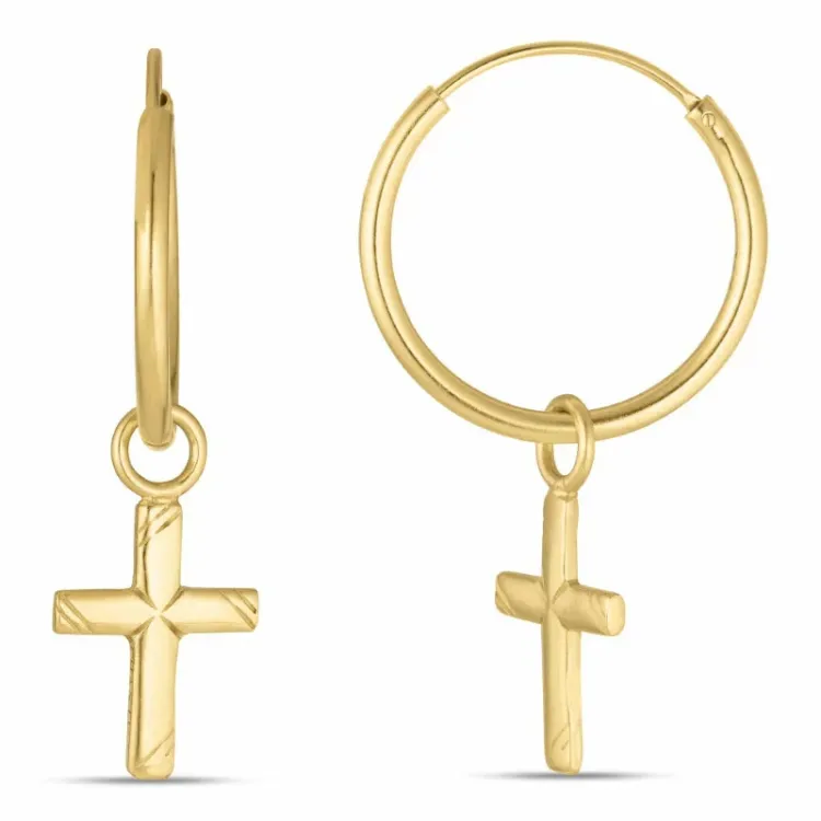 18 mm Kreuz Kreole in vergoldetem Silber - Amoré