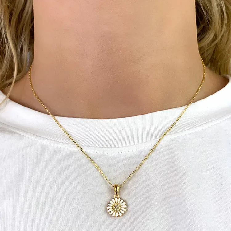 Marguerite Zirkon Halskette mit Anhänger aus vergoldetem Sterlingsilber - Matilda