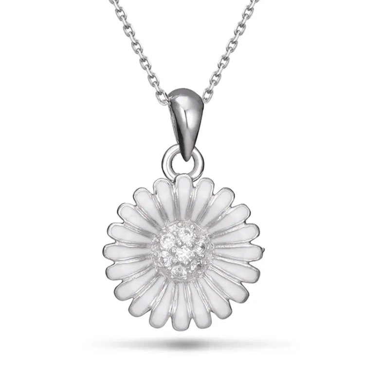 14 mm Marguerite Zirkon Halskette aus Silber - Matilda
