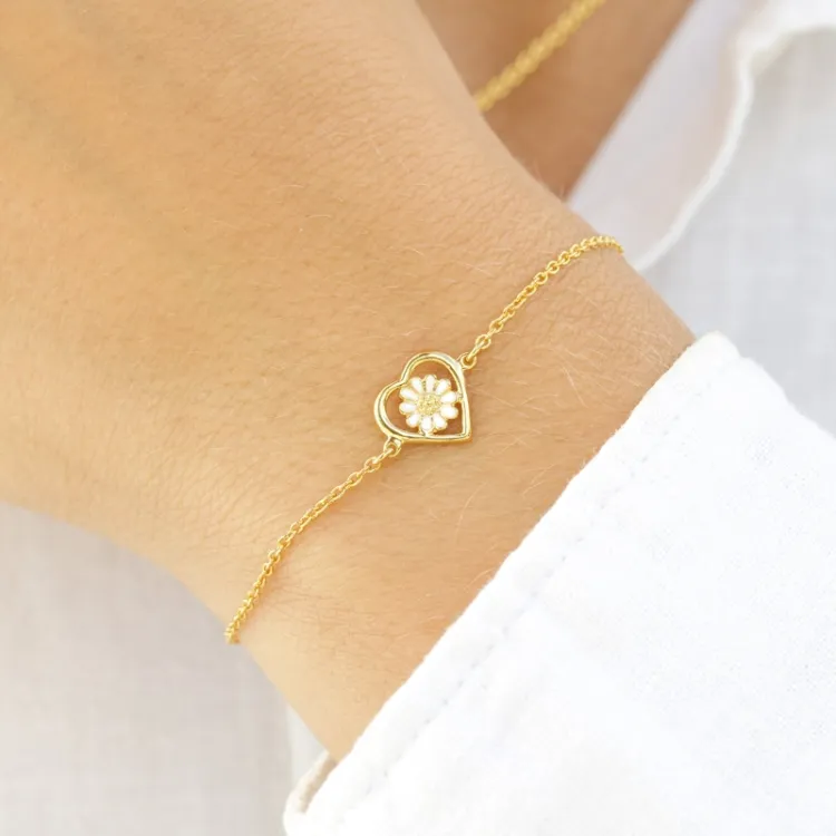Herz Marguerite Armband aus vergoldetem Sterlingsilber - Maggie