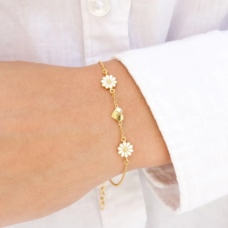 Herz Marguerite Armband aus vergoldetem Sterlingsilber - Maggie