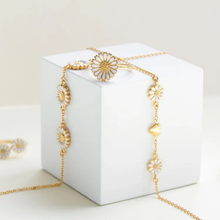 Herz Marguerite Armband aus vergoldetem Sterlingsilber - Maggie