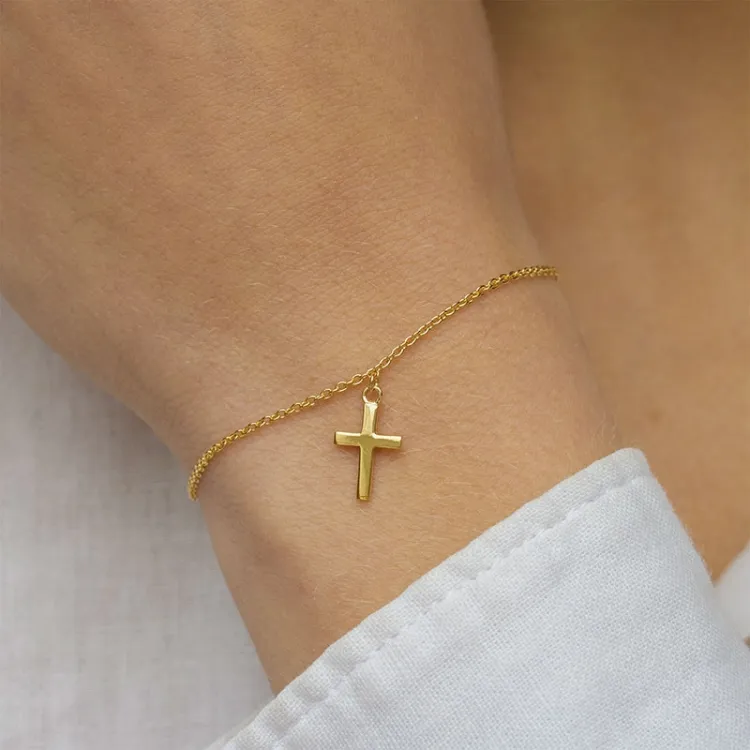 Kreuz Armband aus vergoldetem Sterlingsilber - Amoré