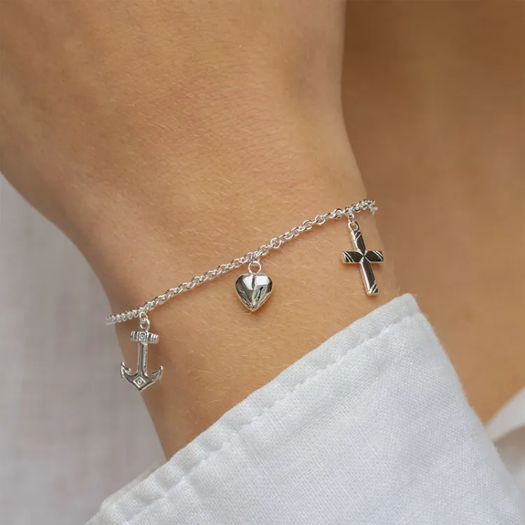 Glaube-Hoffnung-Liebe Armband aus Silber - Amoré