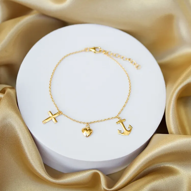 Glaube-Hoffnung-Liebe Armband aus vergoldetem Sterlingsilber - Amoré