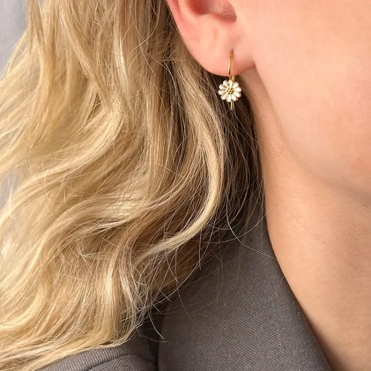 7,5 mm Marguerite Ohrhaken in vergoldetem Silber - Mix & Match