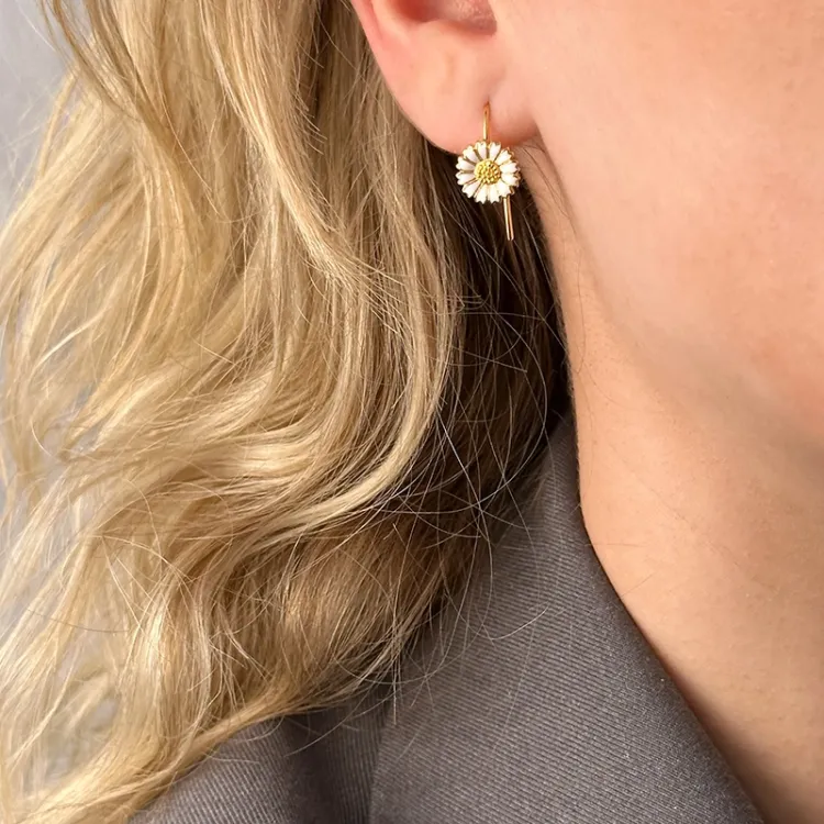9,5 mm Marguerite Ohrhaken in vergoldetem Silber - Mix & Match