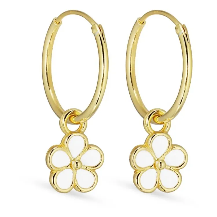 14 mm Blumen Kreole in vergoldetem Sterlingsilber - Majse
