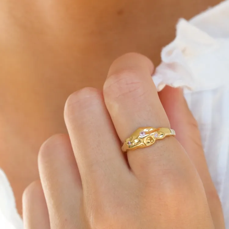 pink Zirkon Ring aus vergoldetem Sterlingsilber