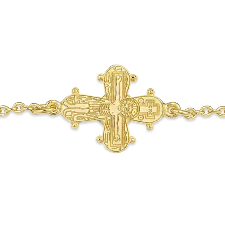 12 x 10,5 mm Dagmarkreuz Ankerarmband aus vergoldetem Sterlingsilber - Amoré