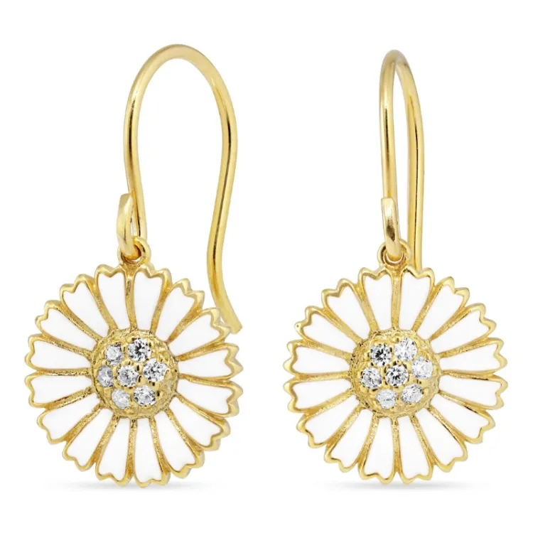 14 mm Marguerite Zirkon Ohrringe in vergoldetem Sterlingsilber - Marie