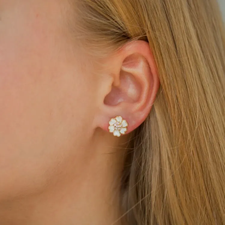10,5 mm Marguerite Ohrstecker in vergoldetem Sterlingsilber - Magda