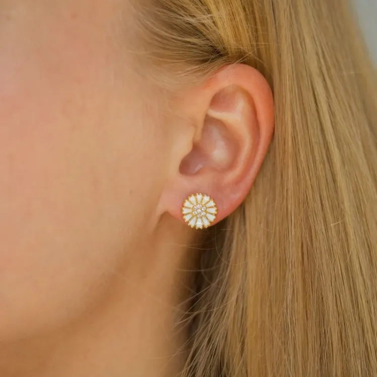 11 mm Marguerite Zirkon Ohrstecker in vergoldetem Sterlingsilber - Marie