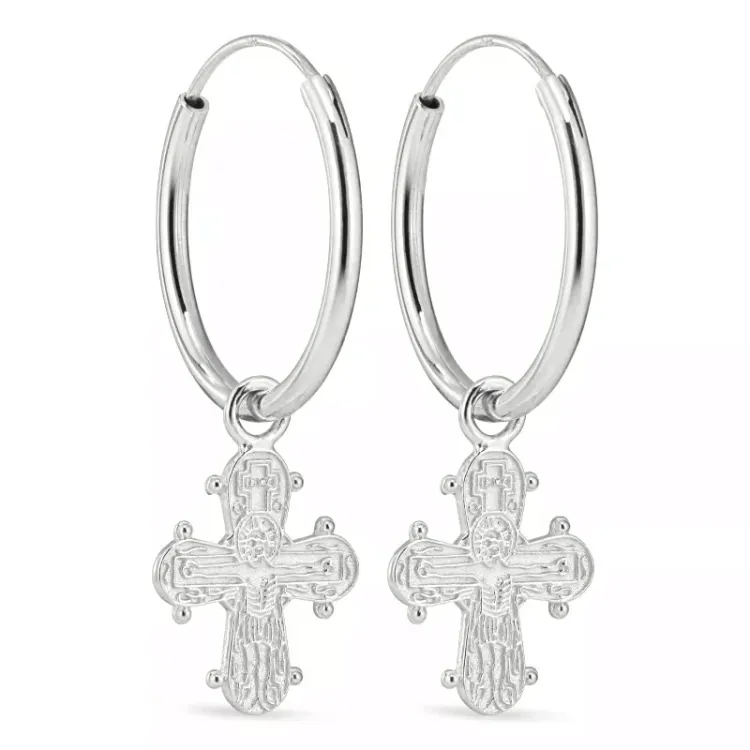 18 mm Kreuz Kreole in Silber - Amoré