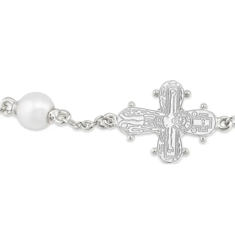 12 x 10,5 mm Dagmarkreuz Perle Armband aus Silber - Amoré