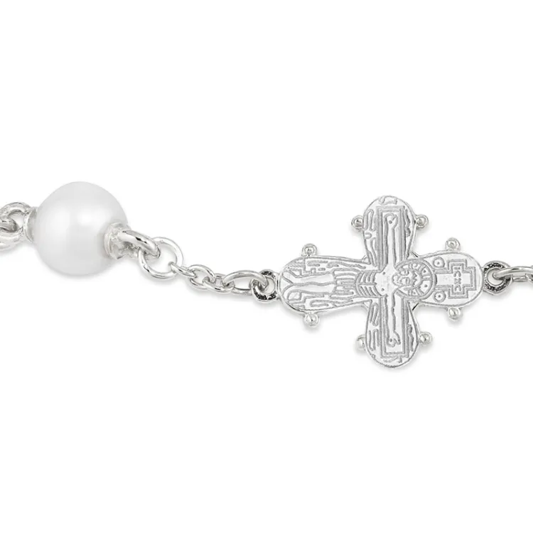 10 x 8,5 mm Dagmarkreuz Perle Armband aus Silber - Amoré