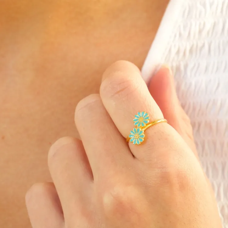Marguerite blauem Ring aus vergoldetem Sterlingsilber - Maggie
