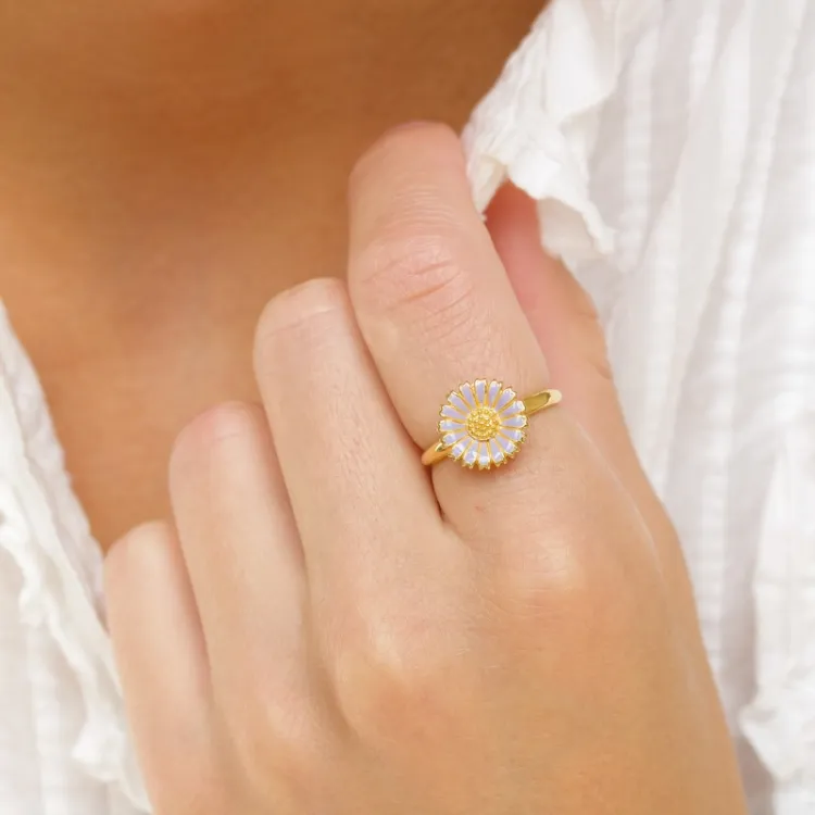 11 mm Marguerite violettem Ring aus vergoldetem Sterlingsilber - Marie