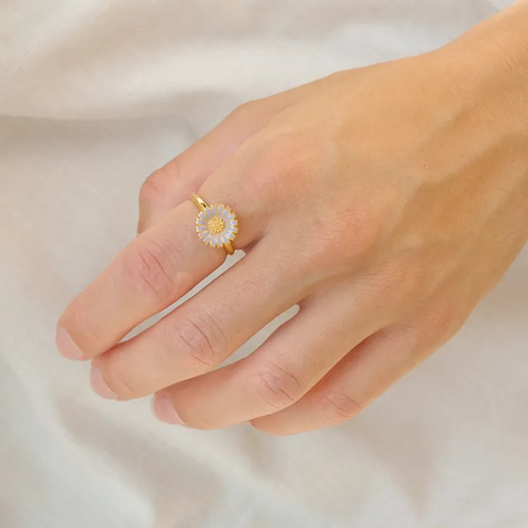 11 mm Marguerite violettem Ring aus vergoldetem Sterlingsilber - Marie