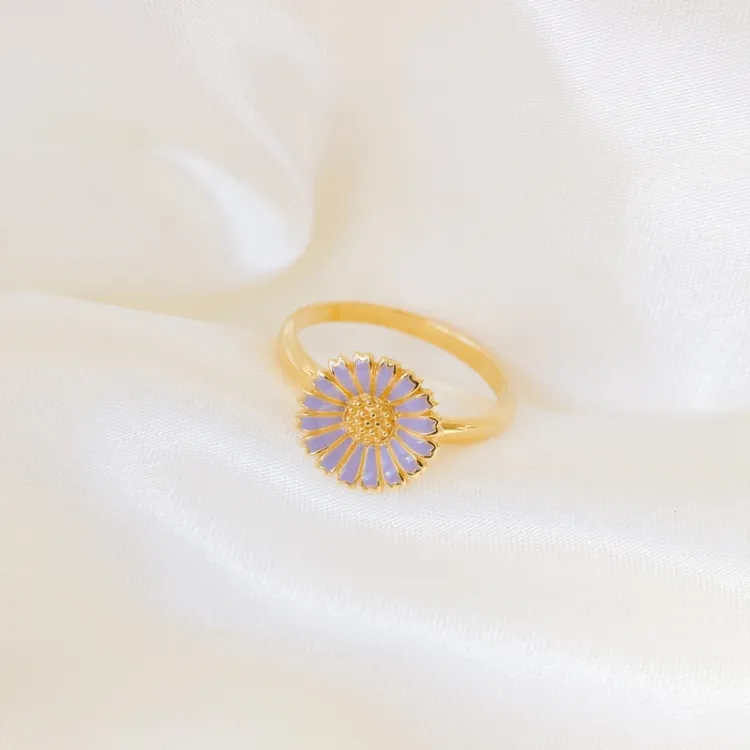 11 mm Marguerite violettem Ring aus vergoldetem Sterlingsilber - Marie