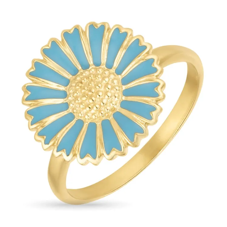 14 mm Marguerite blauem Ring aus vergoldetem Sterlingsilber - Marie