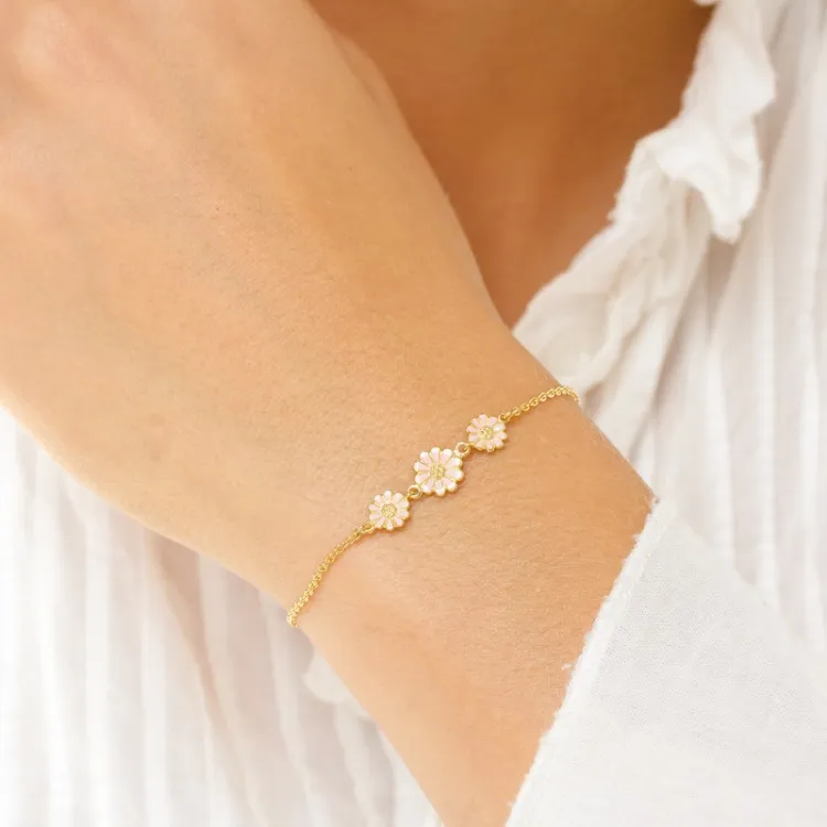 Marguerite rosa Armband aus vergoldetem Sterlingsilber - Maggie