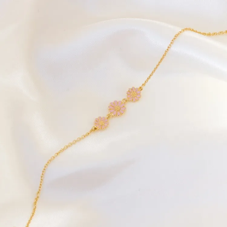 Marguerite rosa Armband aus vergoldetem Sterlingsilber - Maggie