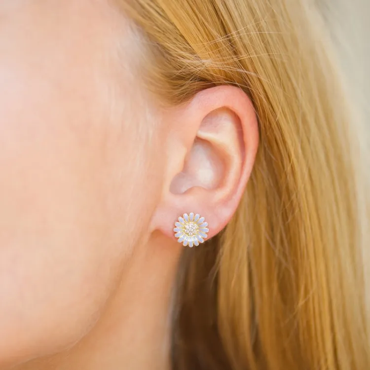 11 mm Marguerite violettem Ohrstecker in vergoldetem Sterlingsilber - Matilda