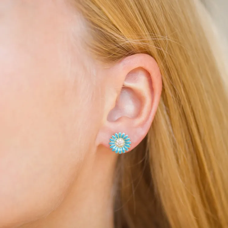 Marguerite blauem Ohrstecker in vergoldetem Sterlingsilber - Matilda