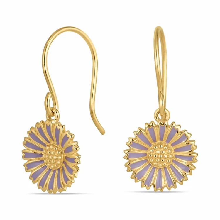 11,5 mm Marguerite violettem Ohrringe in vergoldetem Silber - Marie