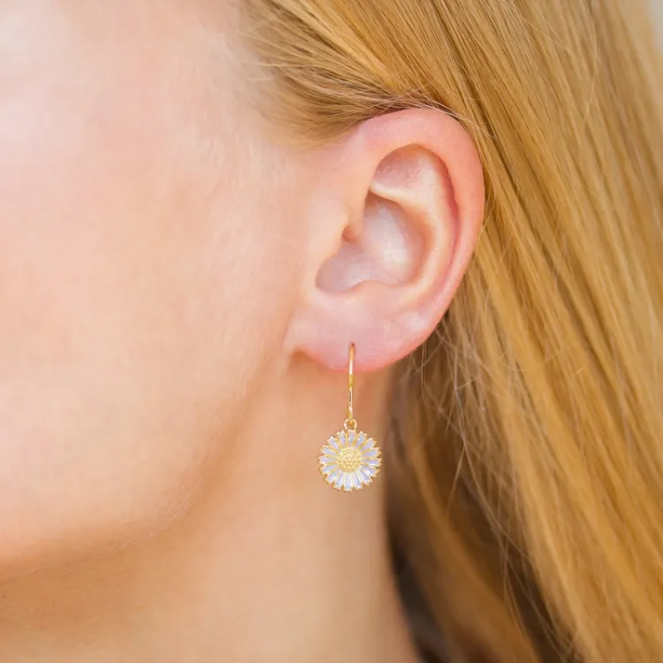 11,5 mm Marguerite violettem Ohrringe in vergoldetem Silber - Marie