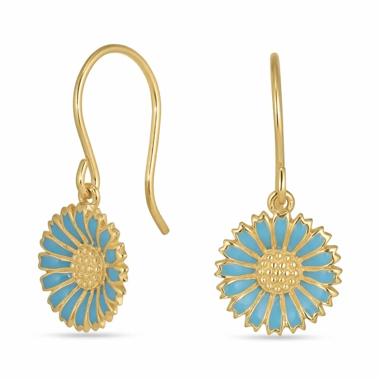 11,5 mm Marguerite blauem Ohrringe in vergoldetem Silber - Marie