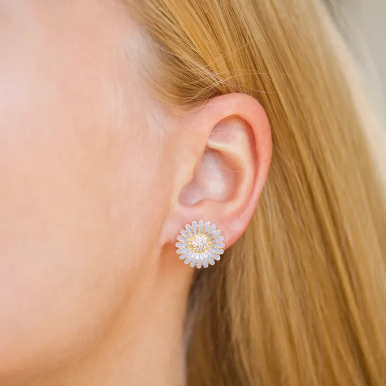 14,5 mm Marguerite violettem Ohrstecker in vergoldetem Silber - Matilda
