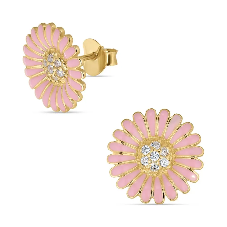 14,5 mm Marguerite pink Ohrstecker in vergoldetem Silber - Matilda