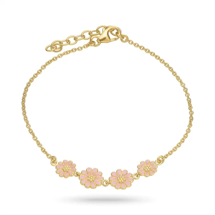 Marguerite pink Armband aus vergoldetem Sterlingsilber - Maggie