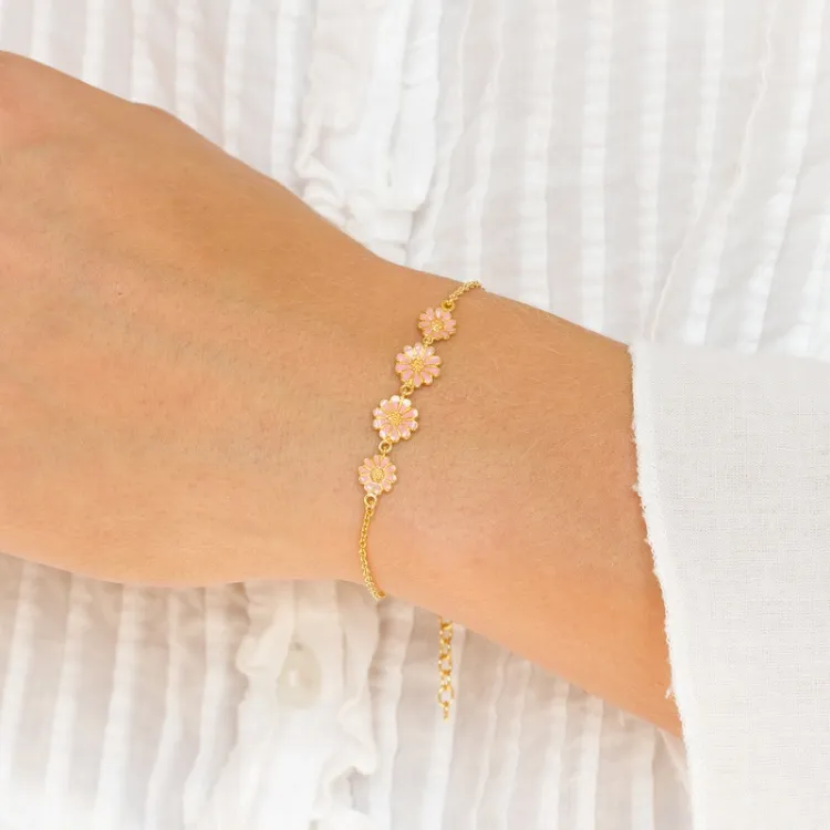 Marguerite pink Armband aus vergoldetem Sterlingsilber - Maggie