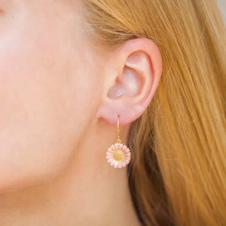 14,5 mm Marguerite pink Ohrringe in vergoldetem Silber - Marie
