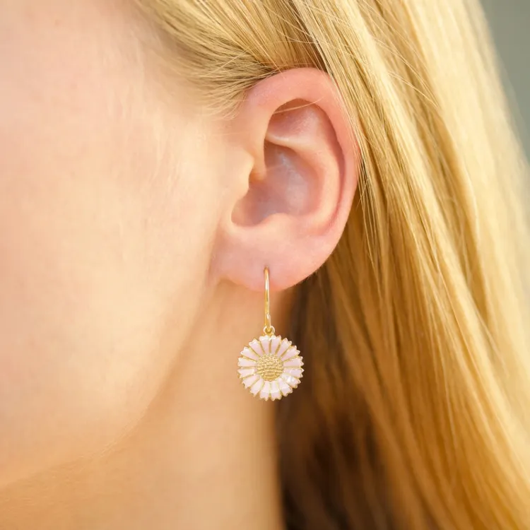 14,5 mm Marguerite pink Ohrringe in vergoldetem Silber - Marie