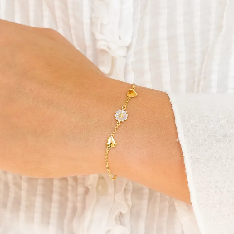 Herz Marguerite violettem Armband aus vergoldetem Sterlingsilber - Maggie