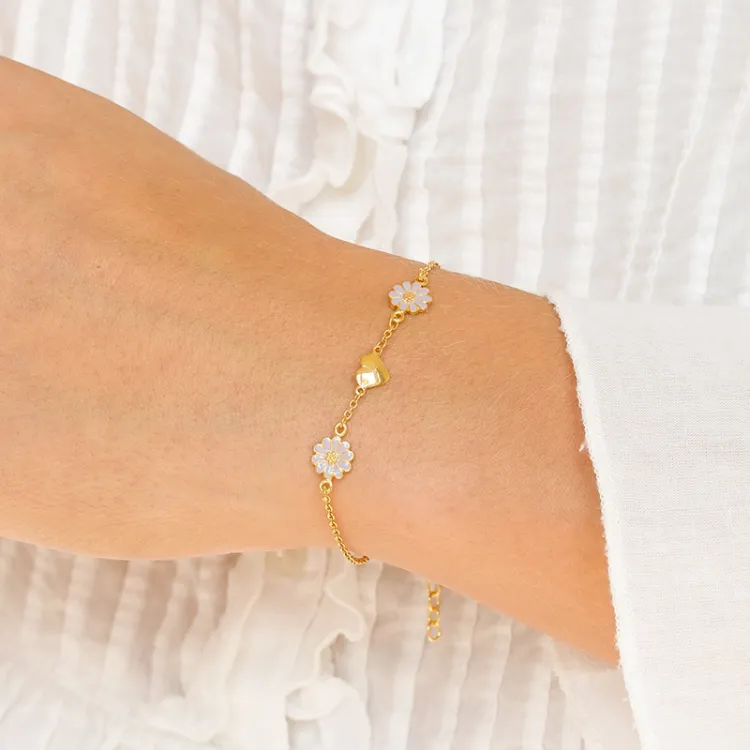 Herz Marguerite violettem Armband aus vergoldetem Sterlingsilber - Maggie