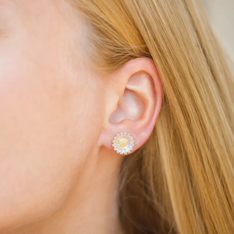 11,5 mm Marguerite violettem Ohrstecker in vergoldetem Sterlingsilber - Marie