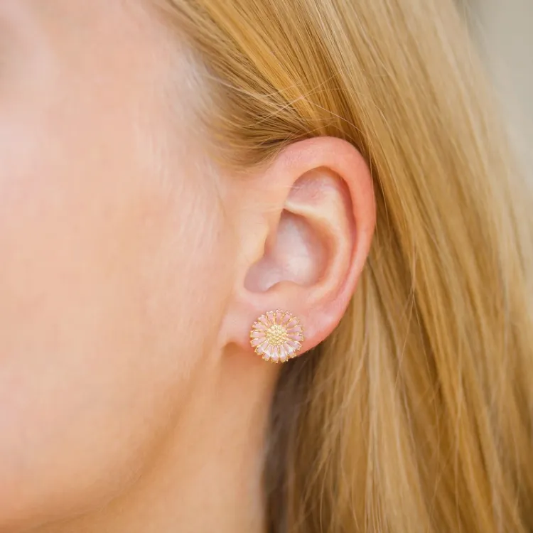 12 mm Marguerite pink Ohrstecker in vergoldetem Sterlingsilber - Marie