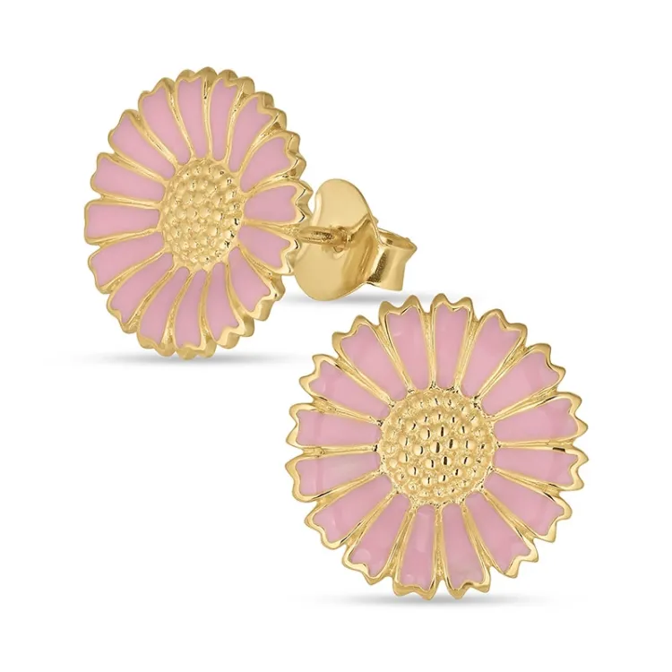 14 mm Marguerite pink Ohrstecker in vergoldetem Silber - Marie