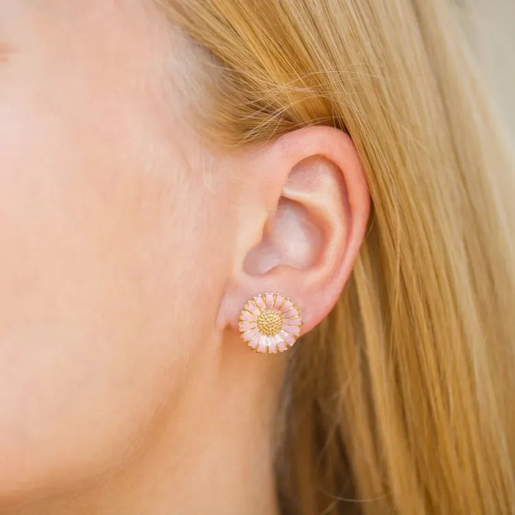 14 mm Marguerite pink Ohrstecker in vergoldetem Silber - Marie
