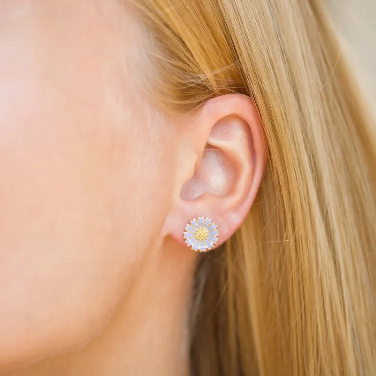 11,5 mm Marguerite violettem Ohrstecker in vergoldetem Sterlingsilber - Marie
